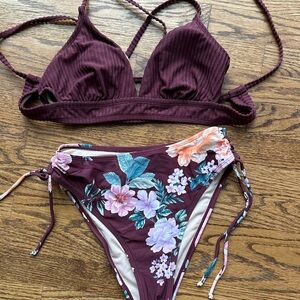 Floral Bikini Set in Burgundy